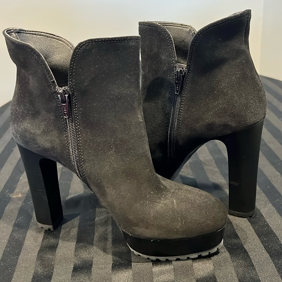 Women's High Heel platform Booties Black Suede, cinti , Made In Italy Size 38 - Picture 1 of 7